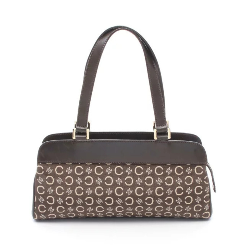 Celine C Macadam handbag canvas leather brown Beige Cream